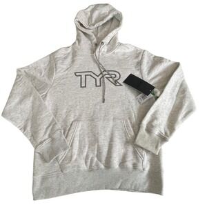 TYR Big Logo Unisex Hoodie Ash Heather Size M Sweatshirt New With Tags